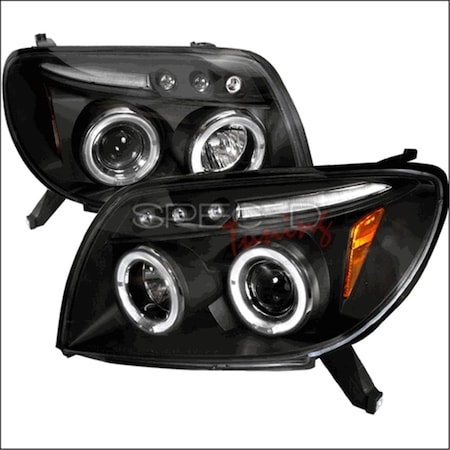 Overtime Halo LED Projector Headlights for 03 to 05 Toyota 4Runner, Black - 18 x 17 x 22 in. OV126199